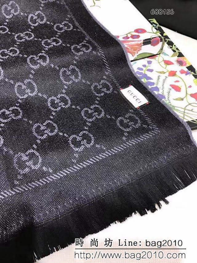 GUCCI古馳經典款 官網16年最新GG羊毛提花系列長圍巾 688156 LLWJ6923